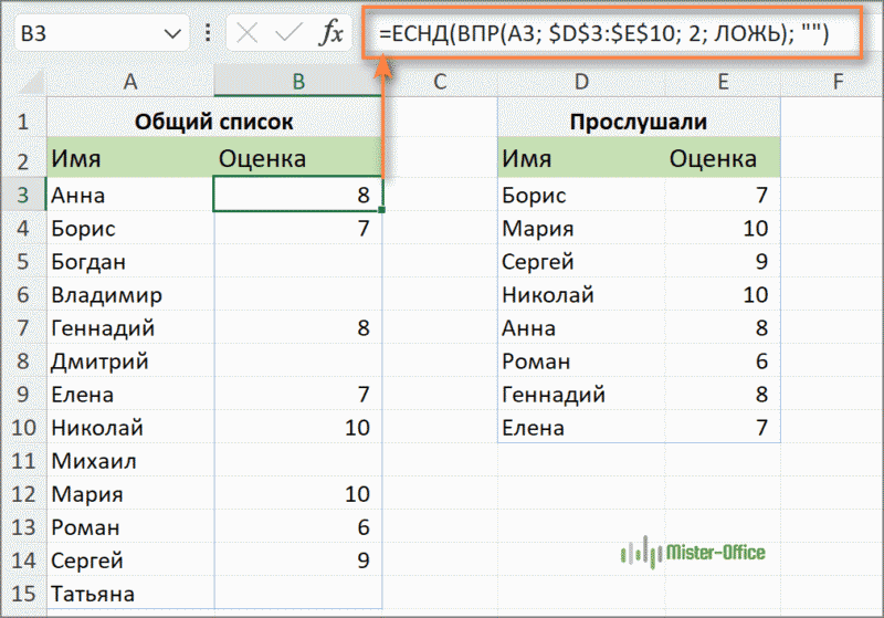 сравнить два столбца и вернуть значение из третьего