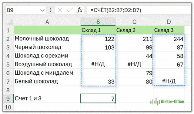 подсчет чисел в нескольких диапазонах