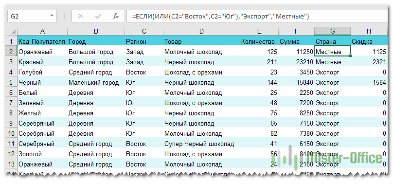 функция ЕСЛИ с несколькими условиями