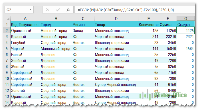 формула ЕСЛИ с И и ИЛИ