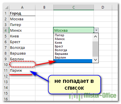 создание динамического диапазона в Excel