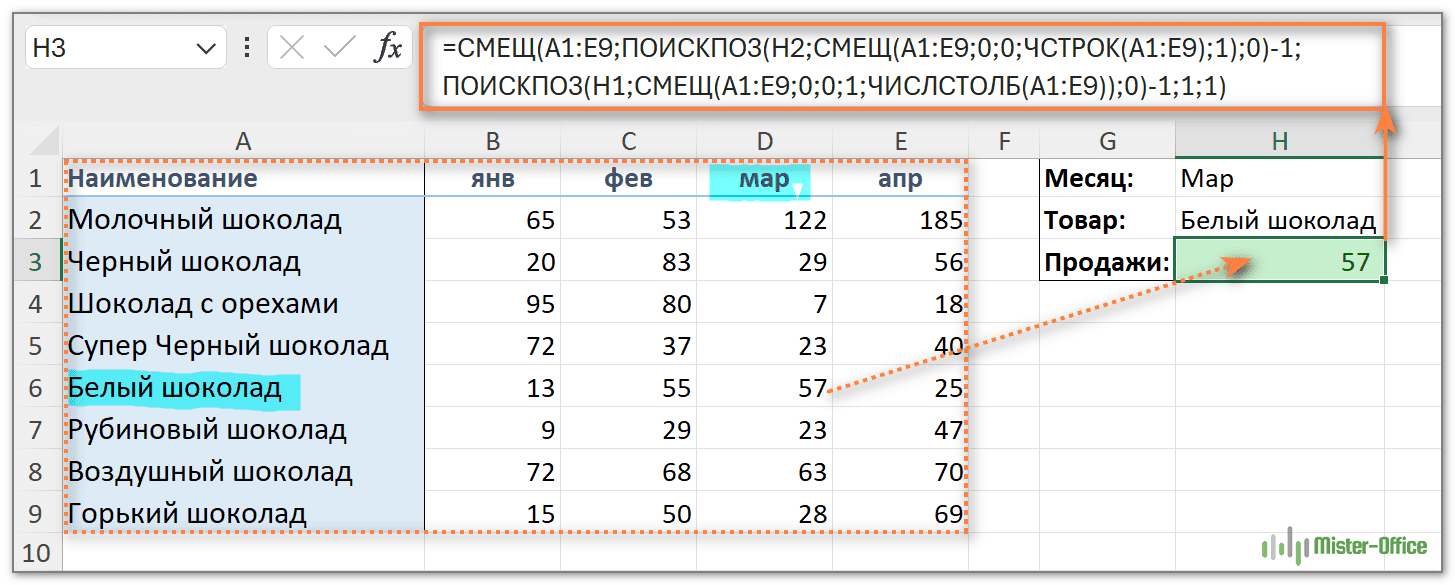  Двусторонний поиск по строке и столбцу